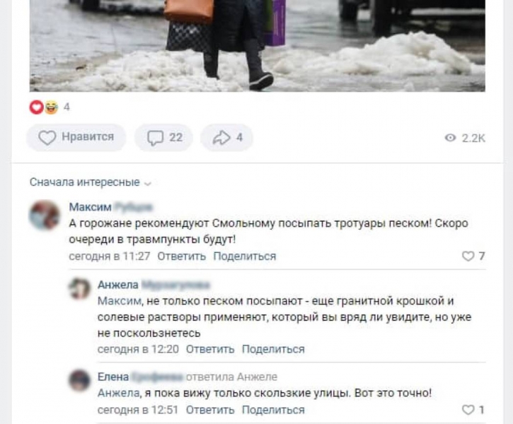 Рекомендуем начать что-то делать: жители Петербурга высмеяли советы властей города о передвижении по льду
